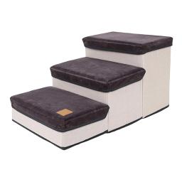 Escada dobrável macia do animal de estimação com tampa destacável, rampa do cão, escada para cachorro, suprimentos largos, gatos e cães indoor, cama de gatinhos, 3 passos - Image 3
