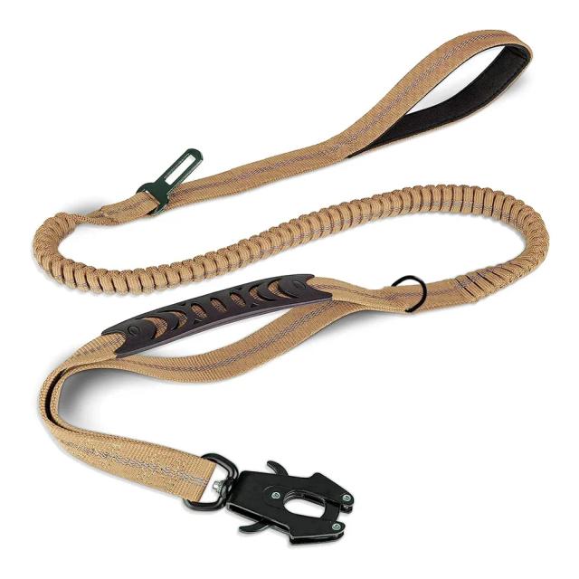Trela Tática Bungee Heavy Duty para Cães Grandes com Cinto de Segurança para Carros e Sistema Anti-Choque