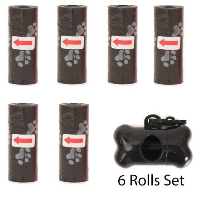 Sacos Descartáveis para Cocô de Cachorro com Dispensador em Formato de Osso - 75 Peças em 5 Rolos