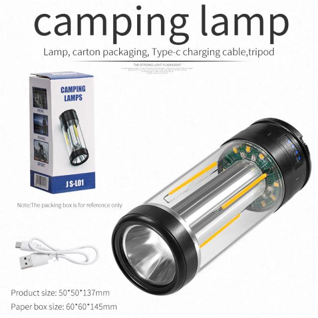 Lanterna LED Multifuncional USB para Camping: Impermeável, Carregamento Rápido e Luzes de Emergência
