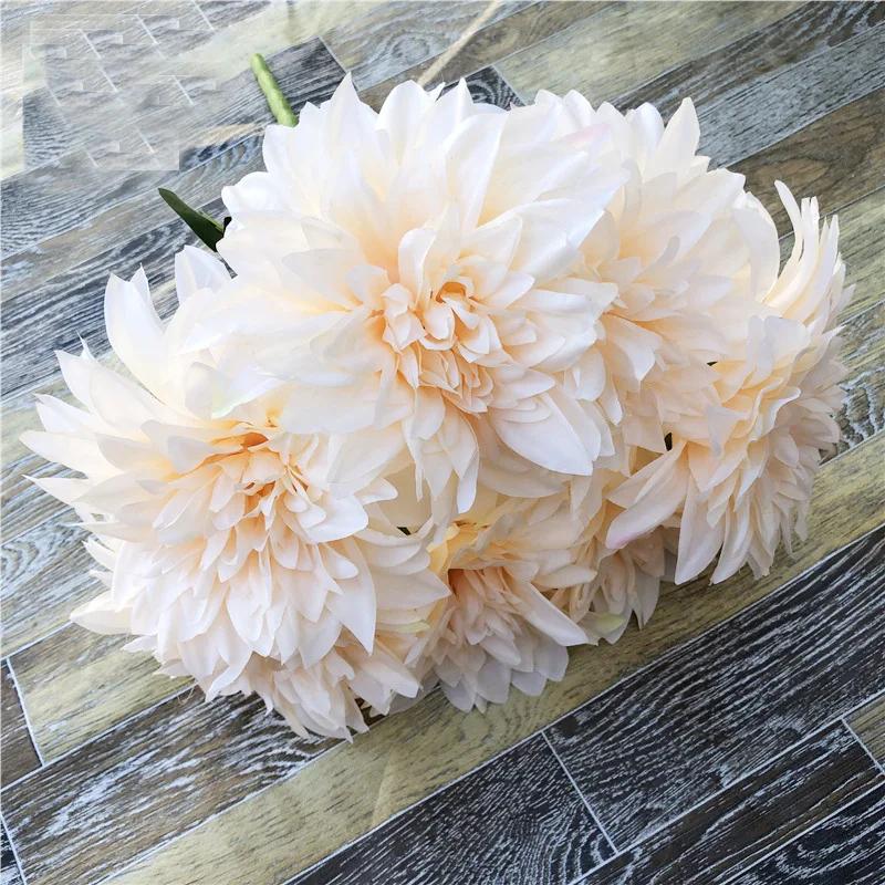 Europeu Artificial Floral Dália Bouquet, Margarida Seda Flores, Decoração Crisântemo para Casa, Casamento, Mesa De Jantar Presente, 7 Branch - Image 1
