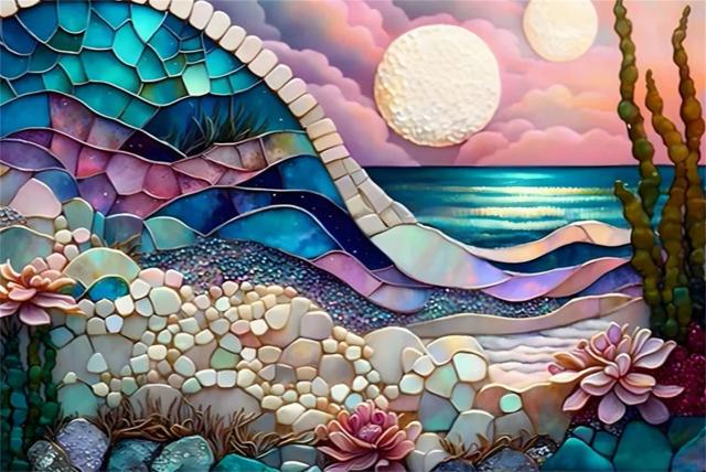 Pintura Diamante 5D DIY "Luar Brilhante" - O Presente Ideal para Decorar sua Casa com Arte Artesanal