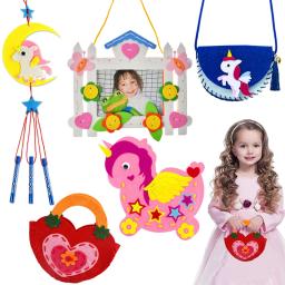 Primeiro Kit de Costura para Iniciantes, Artesanato para Meninas e Crianças, Aprenda a Costurar, Unicórnio Bolsa Sacos, Porta-retrato, Pen Holder, DIY Feltro Artesanato Kits - Image 1