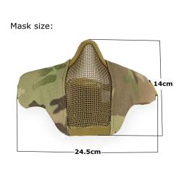 Máscara facial airsoft respirável malha de aço de baixo carbono máscara protetora tiro paintball cs wargame tático meia máscara facial - Image 2