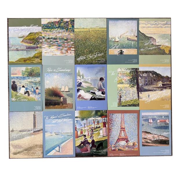 Cartões Postais Vintage do Século XIX, Adesivos de Parede Criativos e Pinturas Decorativas - Conjunto com 15 Folhas Retro