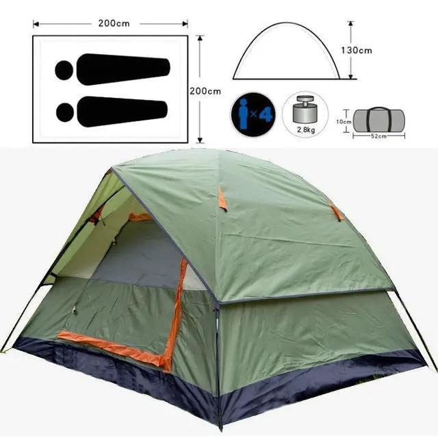 Barraca de Acampamento Dupla Camada para 3-4 Pessoas - À Prova de Chuva, Ideal para Pesca, Caça, Viagens e Festas ao Ar Livre nas Cores Verde e Azul
