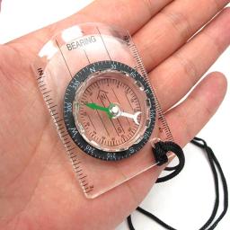 Bússola de plástico transparente para camping e caminhadas ao ar livre, Bússola militar para viagens, Kits de ferramentas, Pegada proporcional - Image 1