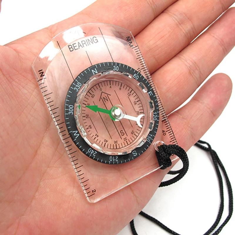 Bússola de plástico transparente para camping e caminhadas ao ar livre, Bússola militar para viagens, Kits de ferramentas, Pegada proporcional - Image 1
