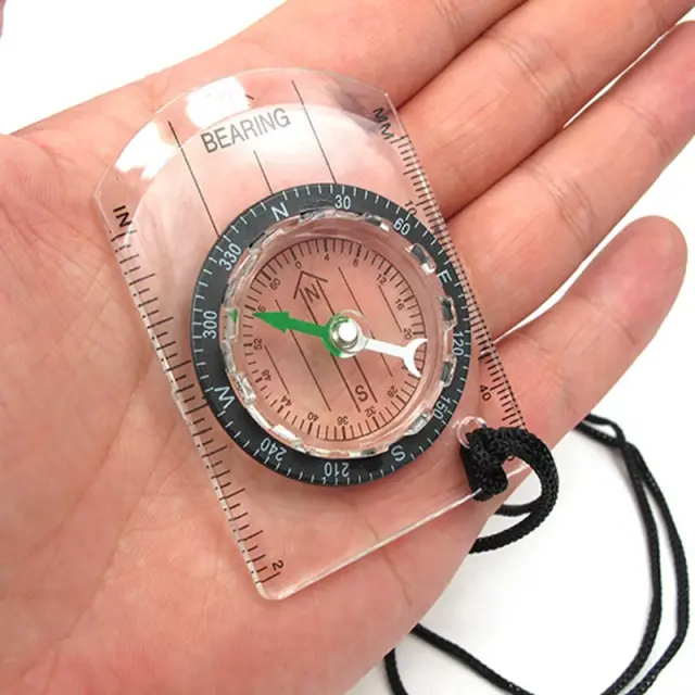 Bússola Transparente para Camping e Caminhadas: Ideal para Aventuras ao Ar Livre e Kit de Ferramentas Militares