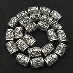 Viking Rune Metal Tubo Spacer Beads, Trança De Cabelo, Barba, Dreadlock, Pingente para Fazer Jóias DIY, Conjunto 24Pc - Image 1