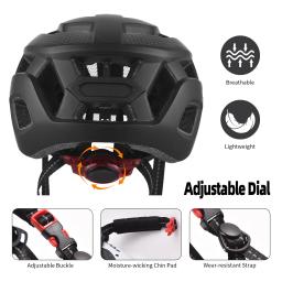 Lixada-Capacete de bicicleta com pára-brisa e viseira solar, Luz traseira recarregável, Capacete de bicicleta ajustável para segurança e proteção - Image 4