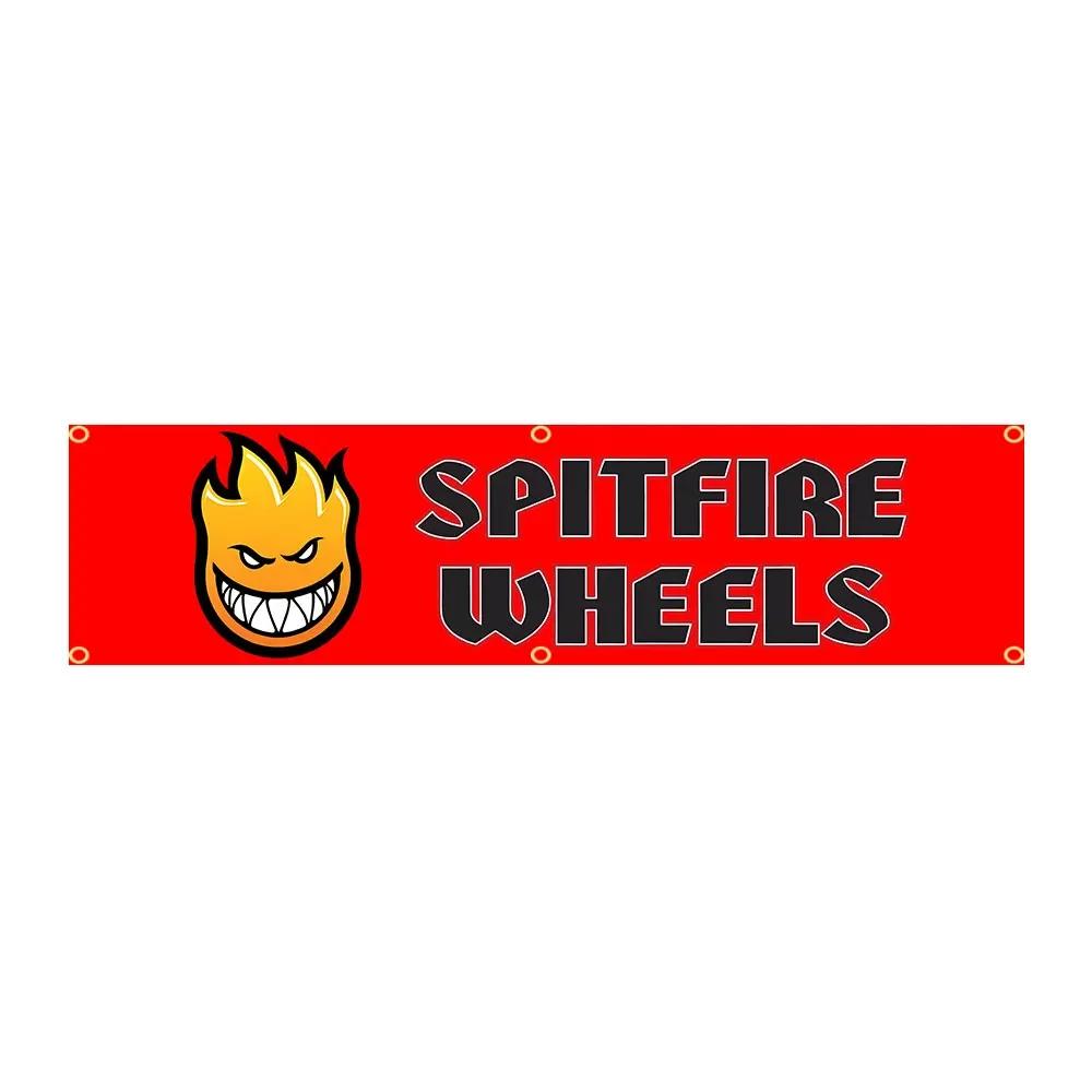 60x240cm Spit Fires SkateBoards Bandeira BANNER Tapeçaria Poliéster Bandeira impressa garagem ou exterior para decoração - Image 1