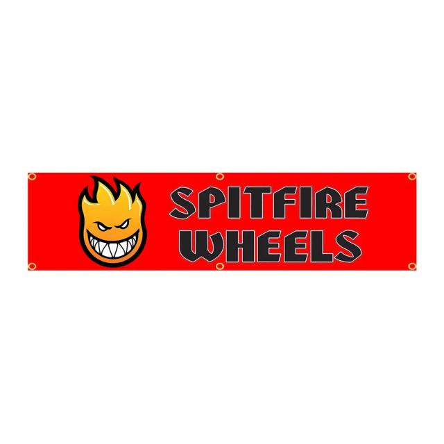 Spit Fires SkateBoards Banner 60x240cm Tapeçaria de Poliéster para Garagem ou Exterior