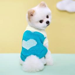 Camisola tricotada com coração para cães pequenos, roupa quente para cachorro e gato, chihuahua e schnauzer, produtos para animais, inverno - Image 4