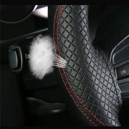 Couro Genuíno Braid Volante Tampa, Camada Superior, Embossing Mão Ponto, Acessórios Interior Do Carro, 15" - Image 6