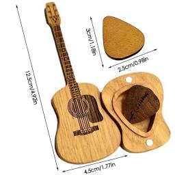 Estojo de palheta de guitarra acústica de madeira, organizador de palheta de guitarra, recipiente de armazenamento, exibição de palheta de baixo, rack em forma de guitarra - Image 5