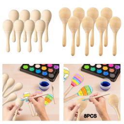 8 peças maracas de madeira com som de sopro nítido diy mini chocalhos de percussão manual para - Image 4