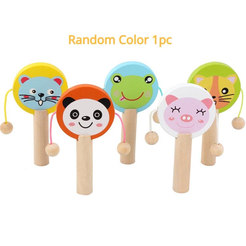 Instrumento musical de madeira chocalho para crianças, Brinquedos de madeira de percussão Cartoon Baby Rattle Presentes de educação infantil para criança - Image 1