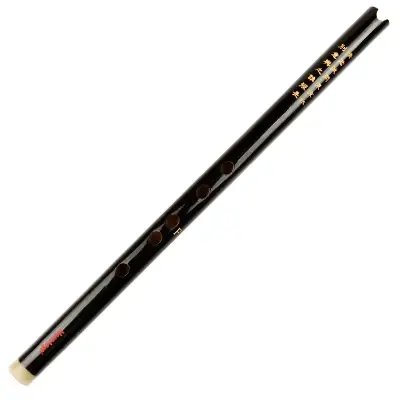 Flauta de Bambu Vertical Dongxiao com 8 Furos - Instrumento Musical Preto Artesanal em Sol