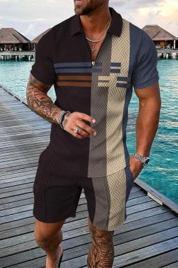 Fato de treino casual impresso em 3D masculino, conjunto de roupas esportivas, camiseta de manga curta, polo de lapela, roupas masculinas, jogging, verão - Image 4