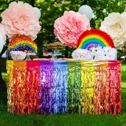 Saias De Mesa De Franja De Folha De Tinsel Metálico Ondulado, Decoração De Mesa Do Arco-íris, Unicórnio, Aniversário, Casamento, Chuveiro Nupcial, Decoração De Festa - Image 5