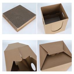 Casa de papelão destacável para gatos com coçar almofadas, arranhões de gato de camada dupla, cama lounge, papelão ondulado - Image 4