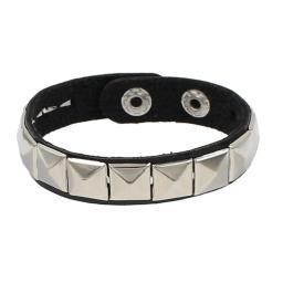 Bracelete de couro preto para homens e mulheres, pulseira Punk Rock, rebites Stud Charm, pulseira envoltório anos 80, joia gótica, moda - Image 6