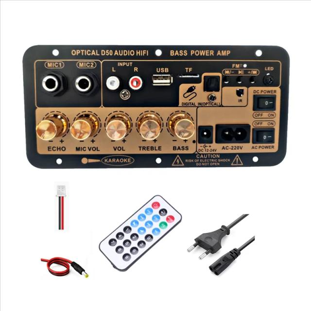 Amplificador Digital Bluetooth com Entrada Óptica, Ideal para Karaoke e Subwoofer em Casa e Carro