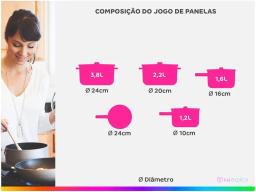 Jogo de Panelas Brinox Revestimento Cerâmico de Alumínio Preto 5 Peças Carbon Ceramic Life - Image 3