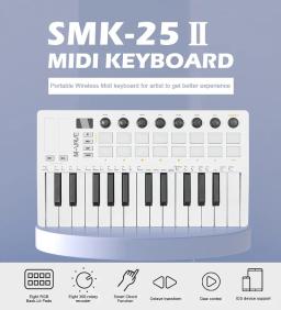 M-VAVE-MIDI Pad Controller Keyboard, USB Mini Keyboard, Software de Produção Musical Incluído, 16 RGB Drum Pads, 8 Knobs, SMK-25 II, 25 Key - Image 5