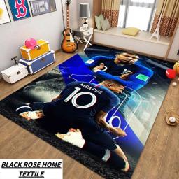 Tapete antiderrapante para quarto, impressão 3D HD, Messi, Ronaldo, mbappé, Neymar, sala de estar Home Luxury, corredor, arte da moda - Image 3