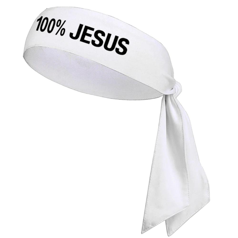 Jesus Sport Tie Headband, futebol, futebol, atletismo, fitness, bandana, 100% - Image 1