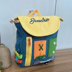Crianças Atividades sensoriais Bag para crianças pré-escolares, personalizado, personalizado Nome Backpack - Image 1