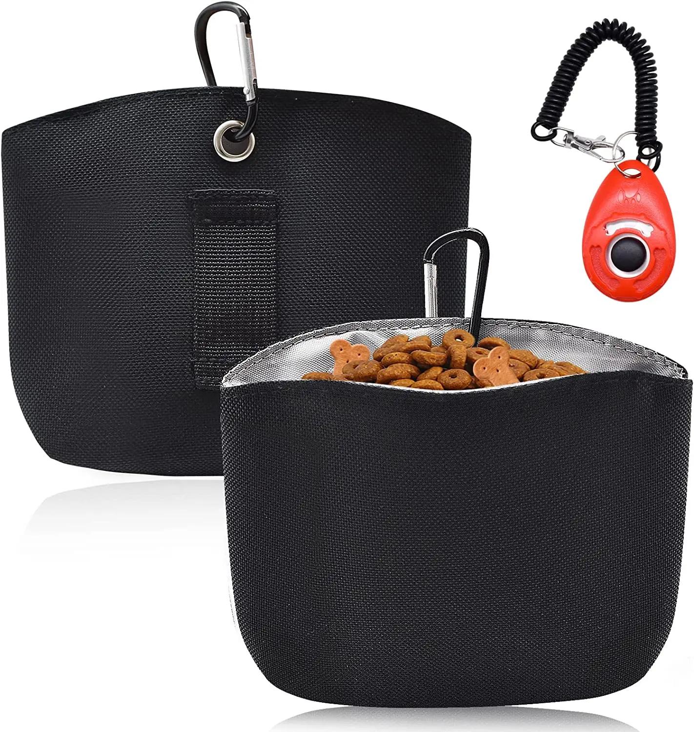 Cão portátil tratar malote com treinamento do cão clicker para cinto cão tratar saco com clipe e abertura magnética mãos-livres pet treat ba - Image 1