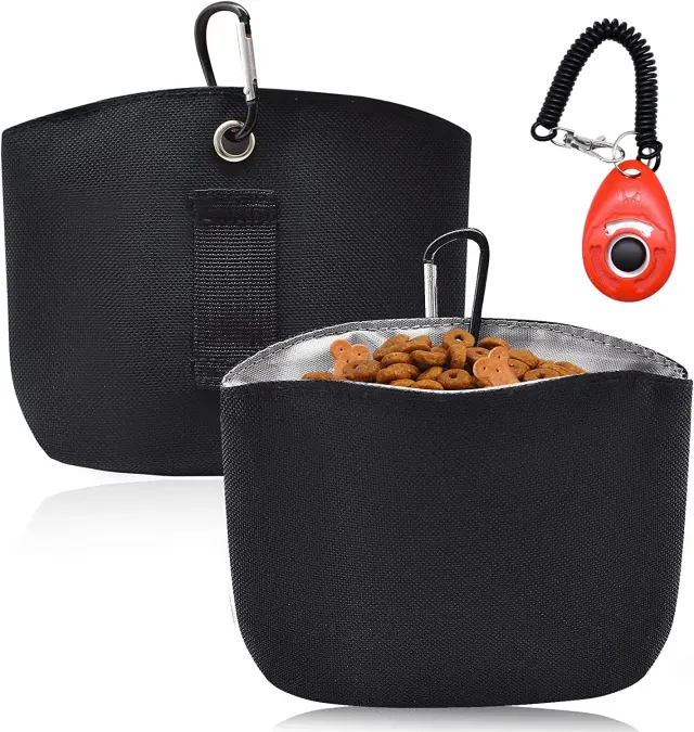 Treinamento Eficiente com Clicker: Mochila Portátil para Pet Treats com Cinto e Abertura Magnética para Cães