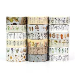 Conjunto De Fita Adesiva Washi, Decoração Pressionada Flores, Folhas Floral Neutras, Diário De Scrapbooking, Fita Adesiva, Papelaria Kawaii, 1X 10m - Image 1