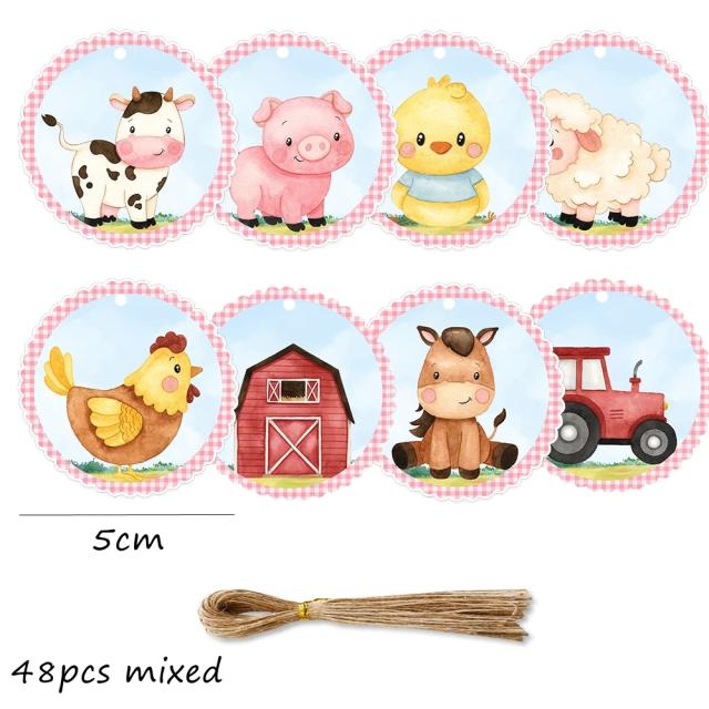Adesivos de Papel de Animais de Fazenda para Crianças - Etiquetas Penduradas para Decoração de Festas de Aniversário e Presentes DIY, Pacote com 1 Unidade