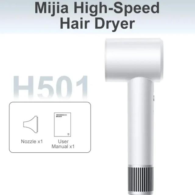 Secador de Cabelo Elétrico Xiaomi Mijia-H501 com Alta Velocidade de 1600W, 62 m/s e Tecnologia de Íons Negativos para Secagem Profissional Rápida