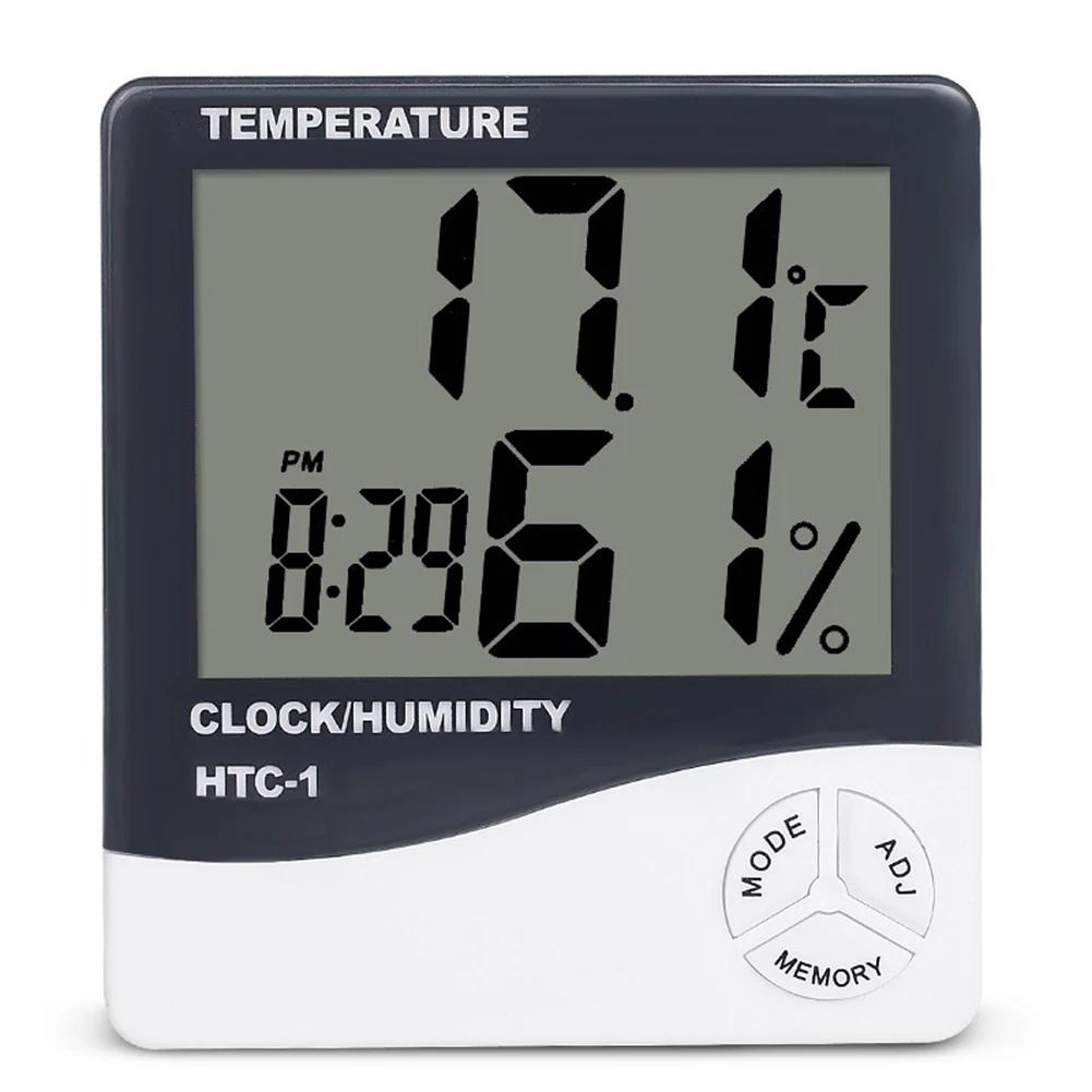 Termômetro interno digital preciso, higrômetro, HTC-1 AAA, operado a pilhas, temperatura, medidor de umidade, relógio para casa - Image 1