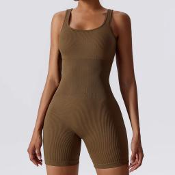 Conjunto de treino sem costura para mulheres, roupa esportiva de uma peça, roupas de ginástica, bodysuit fitness, roupa de ioga - Image 5