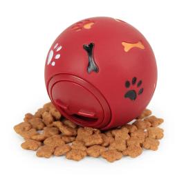 Bola de borracha do brinquedo do cão com dispensador de alimentos, Pet Food Play Ball, Teething Training Toy, Interativo Pet Toy, azul e vermelho, Diâmetro 7,5 centímetros - Image 1