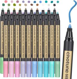 Ponto médio metálico marcador canetas, marcadores para pintura rupestre, papel preto, cartão, artesanato scrapbooking, conjunto de 20 - Image 1