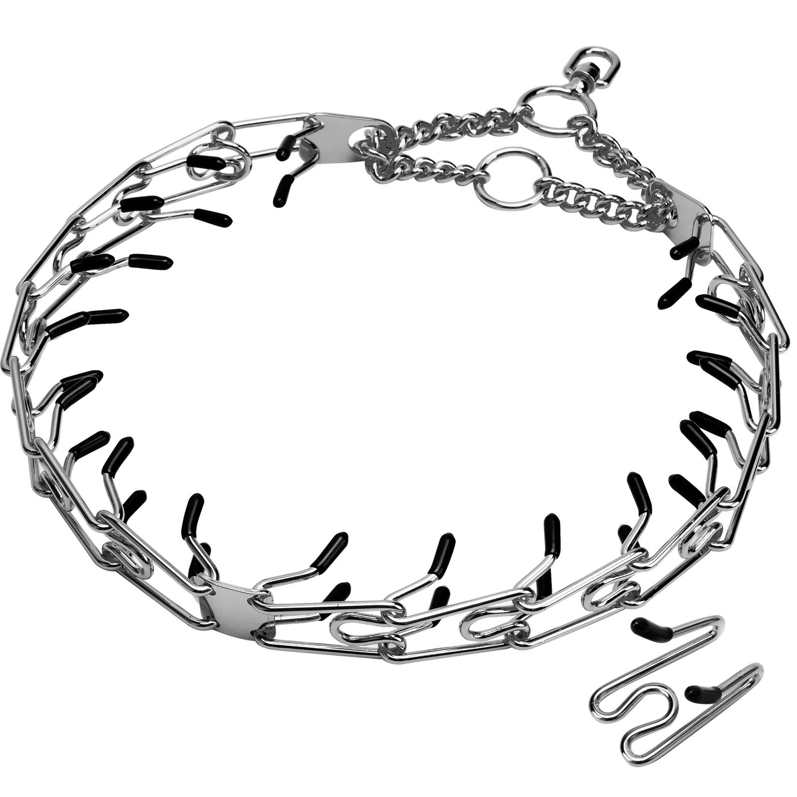 Colar removível do ponto do animal de estimação do colar do dente do cão do metal preto com ponta de borracha do conforto - Image 1