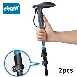 Pioneer 2 pçs pólos de trekking caminhada bengala nordic cana fibra carbono esqui acampamento bastão telescópico caminhadas ao ar livre xdl010 - Image 2
