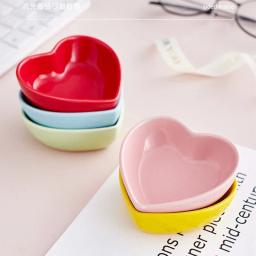 Tigela cerâmica de forma de coração colorido, Alimentador Pet pequeno, Comida e água prato, cobaia, Hamster e coelho, Pet fornecimentos, 1pc - Image 3