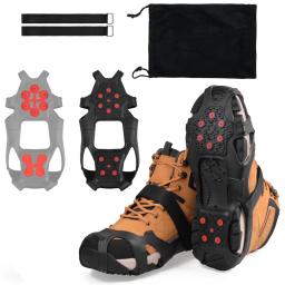Botas de gelo para sapatos e botas de aço de tungstênio 10 studs tamanho grande anti deslizamento crampons para caminhadas botas sapatos de neve para mulher/homem - Image 1