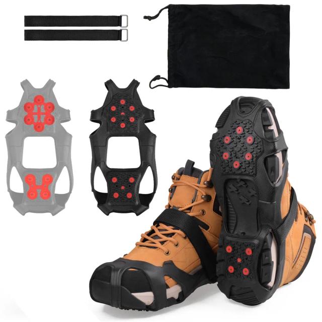 Botas de Gelo com 10 Studs de Aço de Tungstênio para Caminhadas: Crampons Antiderrapantes para Mulheres e Homens