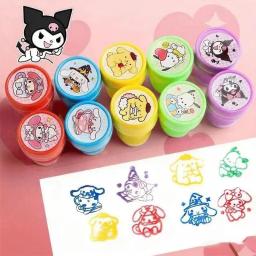 Conjunto de 10 peças de Selos Sanrio, Figuras de Anime Fofas, Hello Kitty, Kuromi, My Melody, Vários Padrões, Brinquedos de Carimbo para Crianças, Presentes de Aniversário - Image 4
