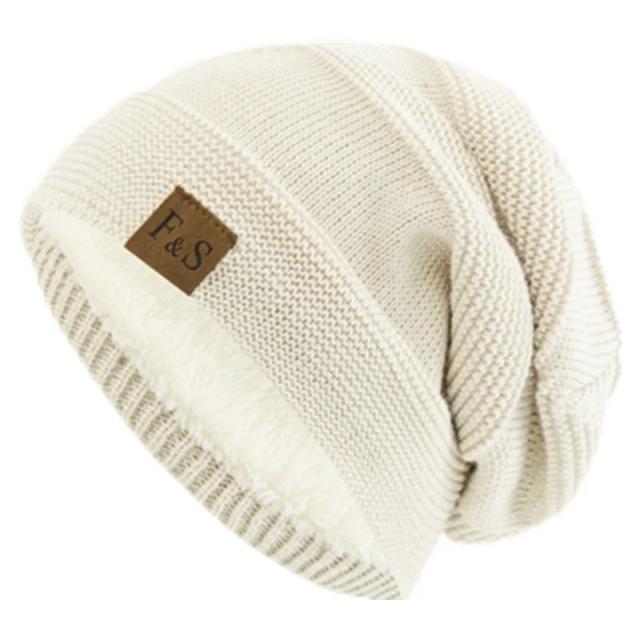 Chapéus de Inverno Slouchy Unissex com Forro de Pele para Homens e Mulheres Gorro Quente de Malha Casual com Etiqueta