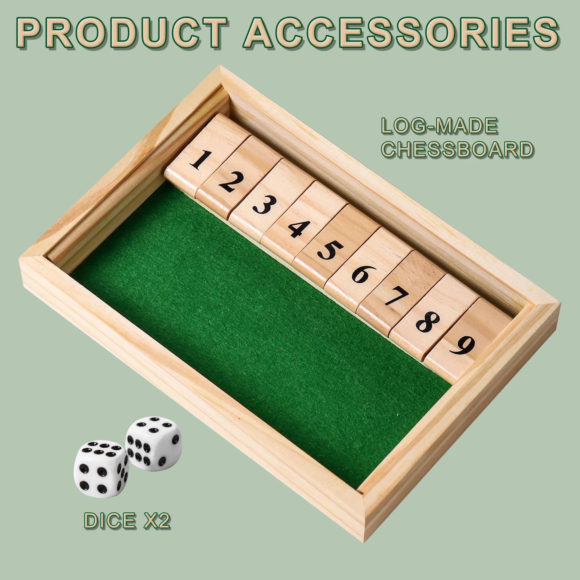 AIUAZA Mesa de jogo de dados de madeira fechada com números de caixa com 2 dados de madeira, versão de mesa clássica do popular jogo de pub em inglês - Image 1